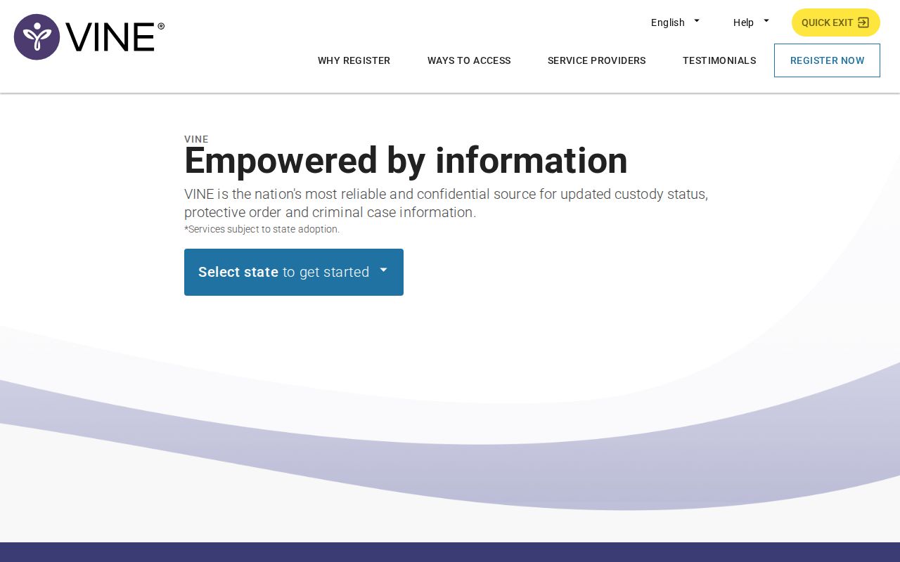 VINELink search screen for selecting Kentucky before a Warren County custody search